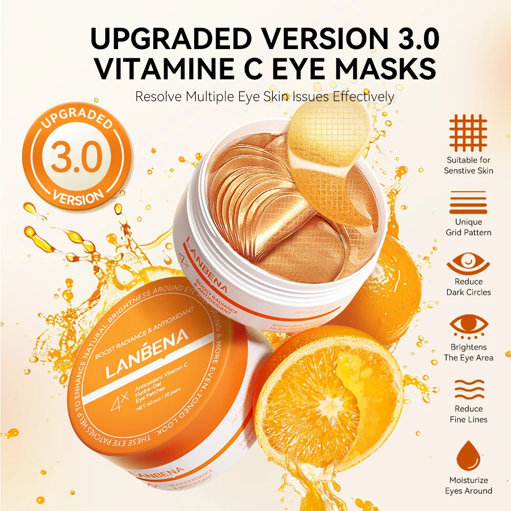 LANBENA Wholesale Vitamin C Moisturizing Whitening Remove Dark Circles Hydrogel Eye Patches supplier