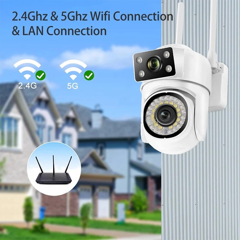 4MP Dual-Lens Auto-Tracking CCTV Camera V380 Pro Outdoor WiFi/4G PTZ Security Cam with Cloud Storage & Waterproof Design