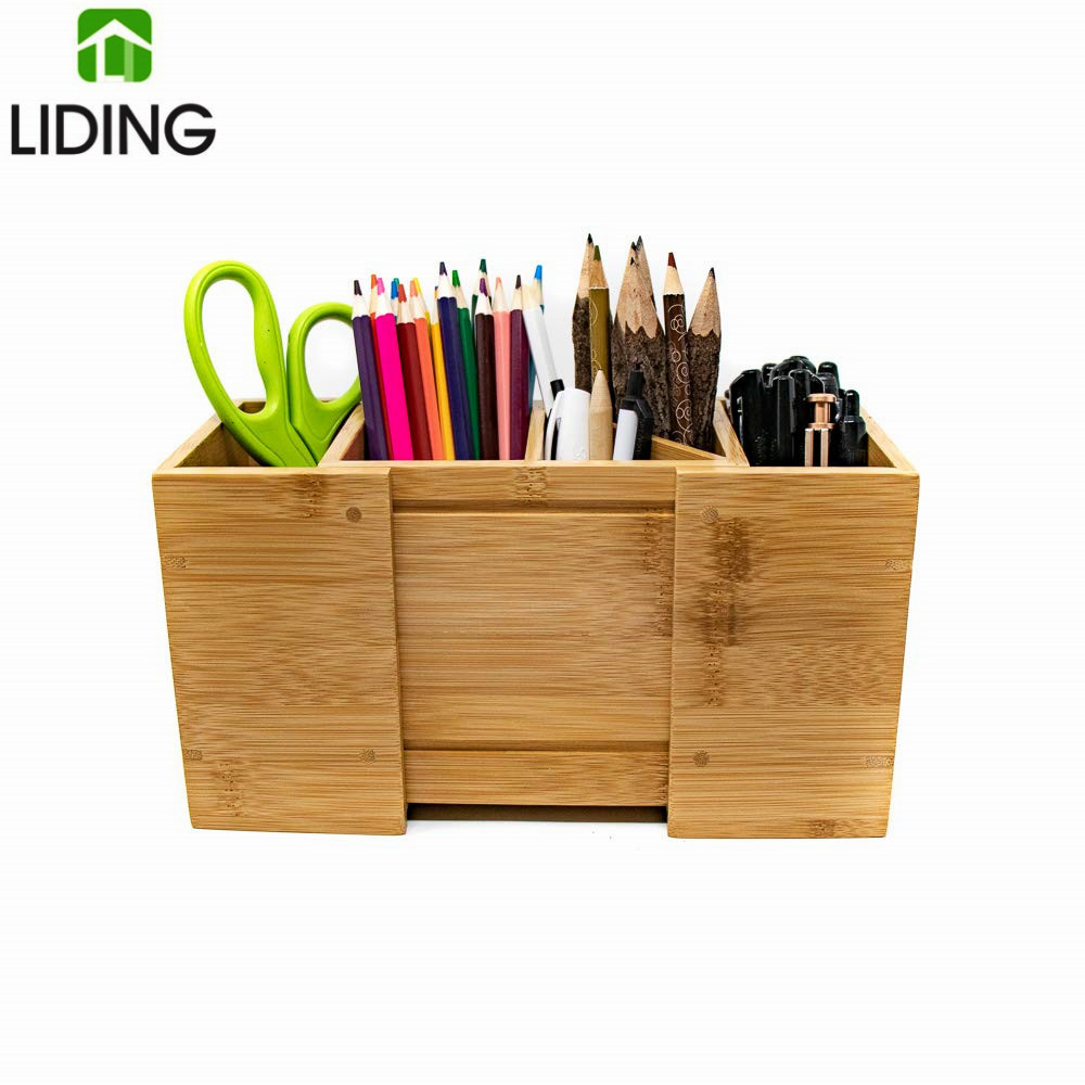 Bamboo Wood Expandable Pencil Holder and Desk Organizer for Desk Home and Office
