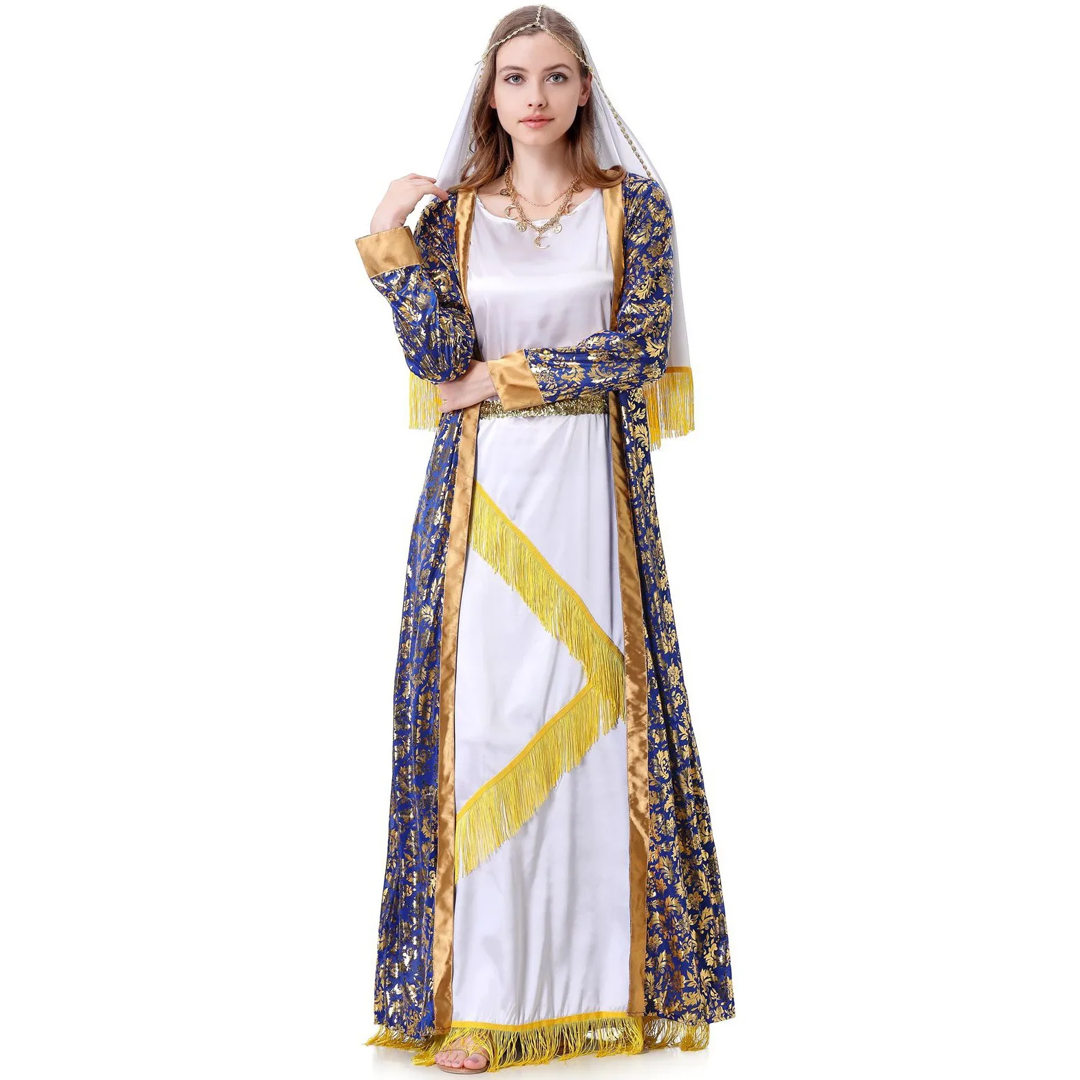 Womens Greek Goddess Toga Dress Ancient Roman Senator Caesar Costume Robe  With Headdress