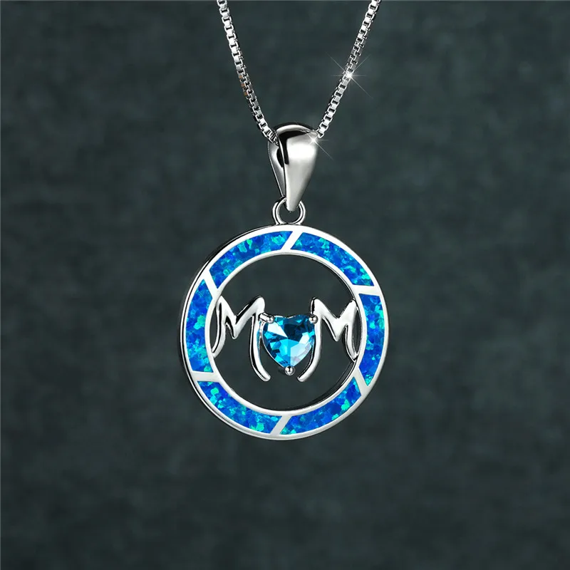 Cute Heart Crystal Mom Pendant Necklace 