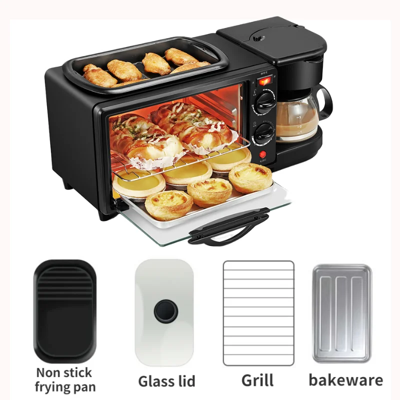 1pc European Standard Multifunctional Household Oven, Coffee & Bread Maker,  Toaster, Grill Three-in-one Breakfast Machine