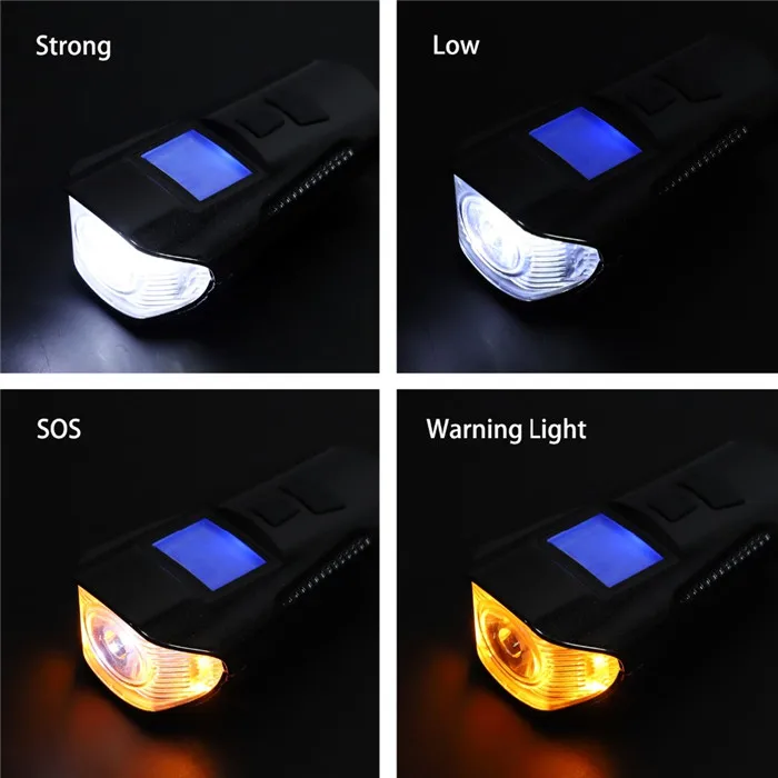 Waterproof Bicycle Light Speaker USB Charging Bike Front Light Handlebar Cycle Headlight with Digital LCD Display Speedometer