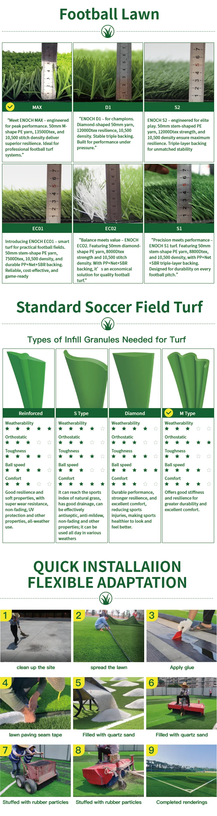 FIFA Quality Pro Certified Artificial Soccer Grass with 40-60 mm Pile Height and 8-Year Lifespan for Professional Fields