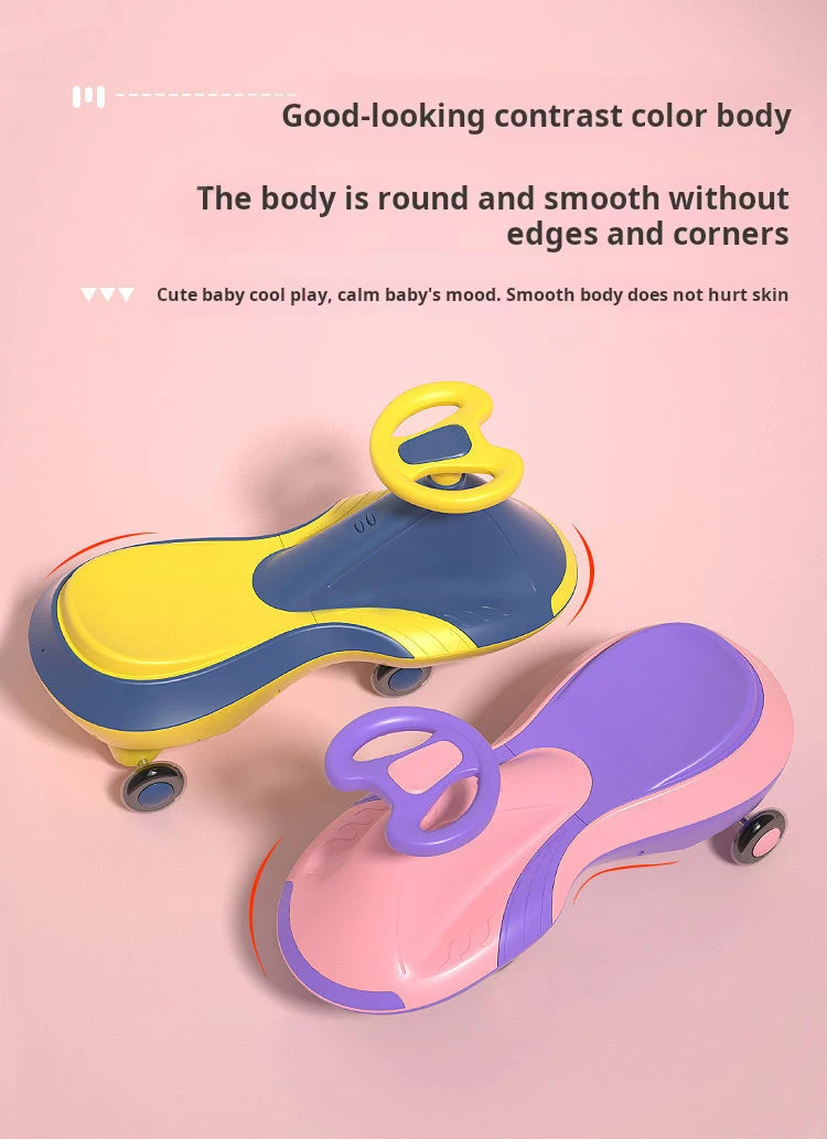Customized children's twist car Baby twist car four-wheel swing car anti-rollover carver with music lights