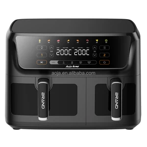 AOJA Design 9L 11L  Viewable Window 8L  Kitchen Black Twins Series Dual Basket No Oil Digital Touch air Fryer WIFI for Home