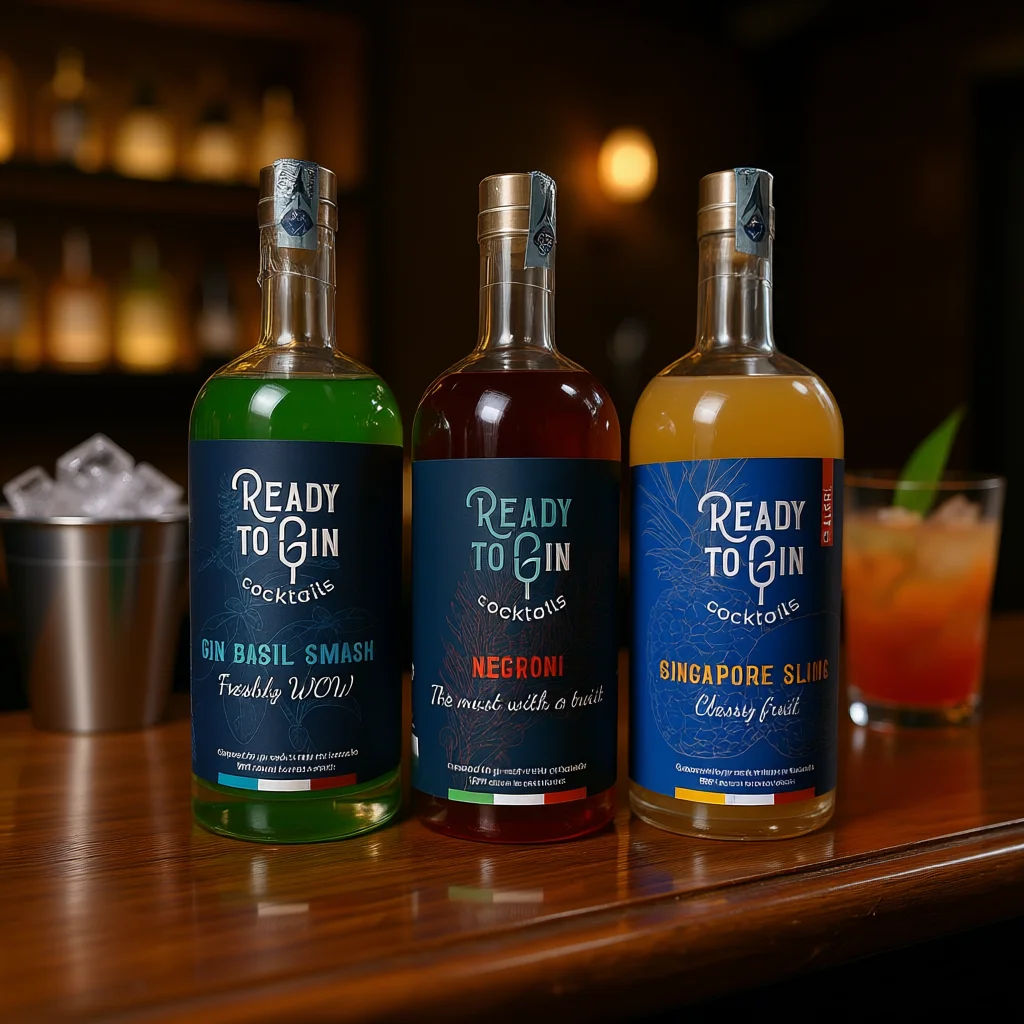 レディ・トゥ・ジン・カクテル ネグローニ バジル スマッシュ シンガポール スリング 各 1L 20% Alc.