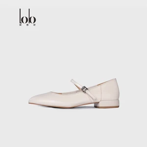 Women's Genuine Leather Flat Shoes Low Block Heel Design Mary Jane Style Breathable Customizable for Autumn Factory Direct Sales