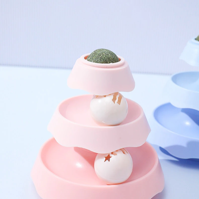 New Interactive Christmas Tree Shaped Catnip Toys Luminous Plastic Cat Track and Turntable Mint Pet Playful Tunnel Cat Toy