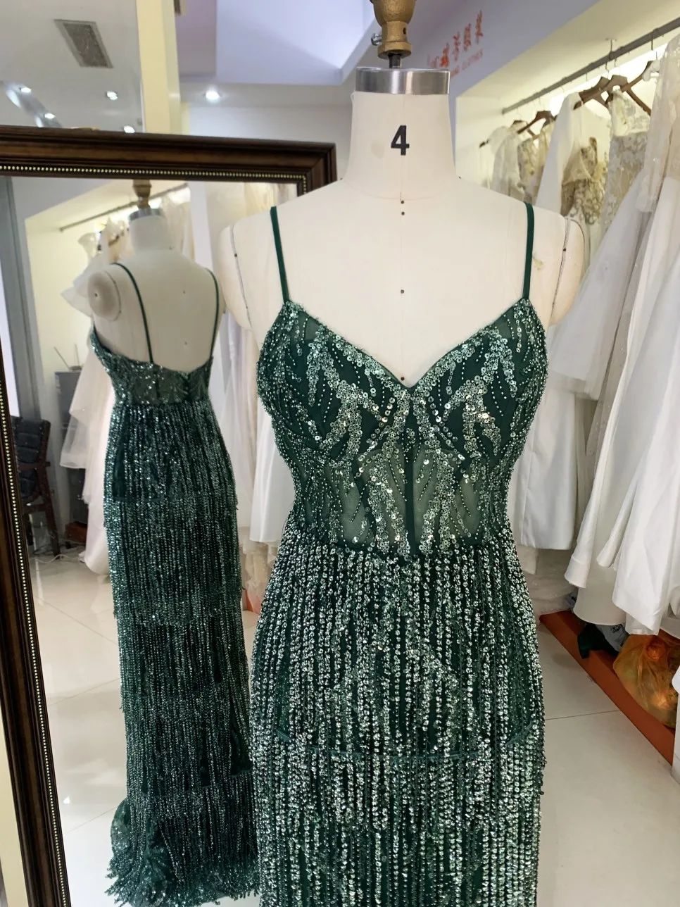 2025 V Neck Elegant Evening Prom Dress Beaded With Tassel Sequined Dress for Women Elegant Floor-length Dress