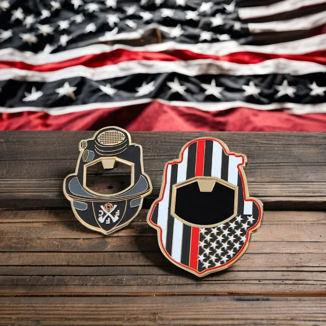 High Quality Custom Helmet American Flag Challenge Coin Bottle Opener Sports-Themed Alloy with Printing for Home Decoration Gift