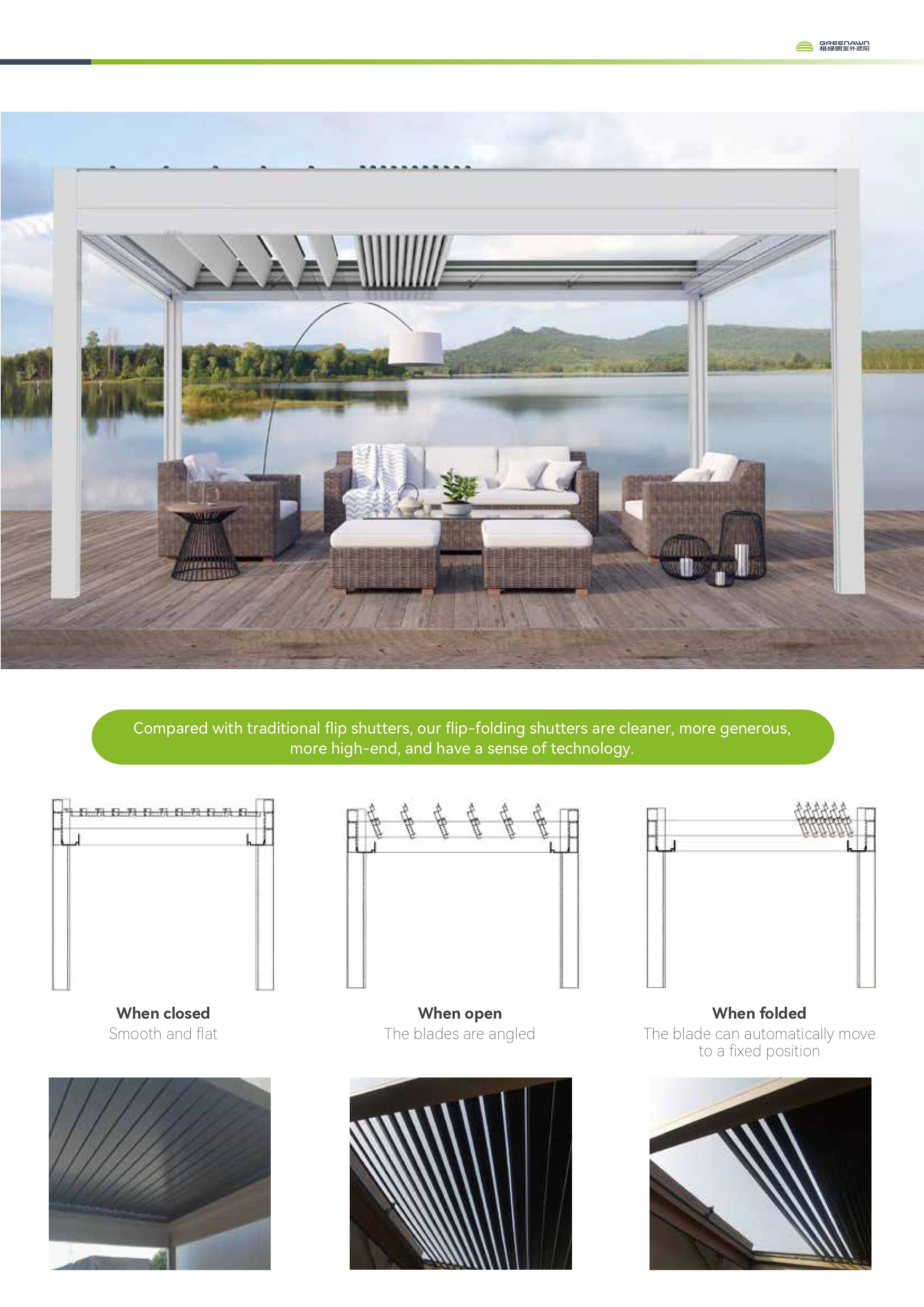 DIY Modern Pergola Motorized Louver - Greenawn Aluminium