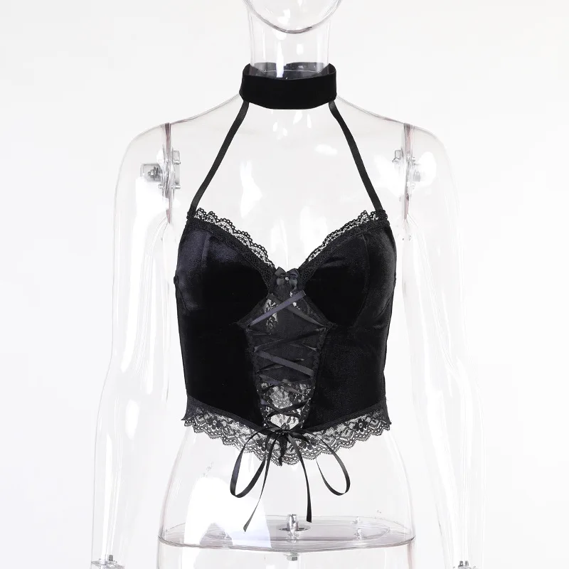 Lace Trim Velvet Corset Top Vintage Goth Clothes Women Off Shoulder Black  Shirts Y2k Emo Dark Academia - AliExpress