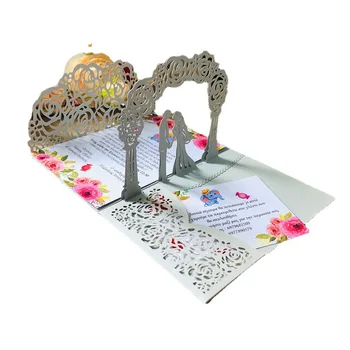 3D Custom Glitter Paper Romantic Birthday For Female Pack Of 10 Rose Flower Greeting Card Creative Wedding Invitation Card
