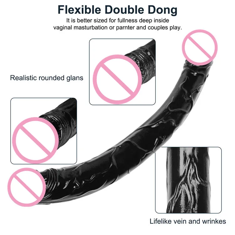 Hot Sale Realistic Double Headed Dildo Sex Toys Soft Long Double Ended Dildo for Lesbian