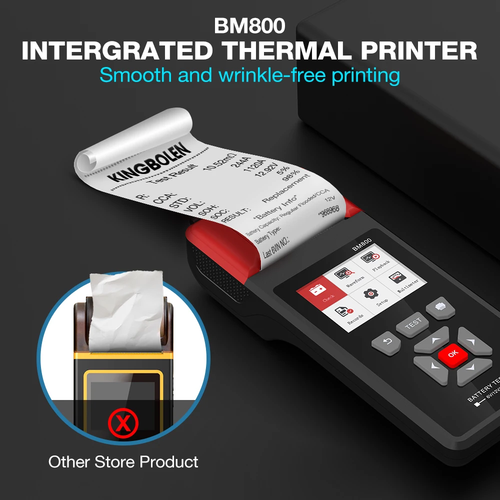 BM800 Autobatterietester mit Drucker, 6V, 12V, 24V Batterieanalysator, Anlassertest & Ladetest_voghion.com