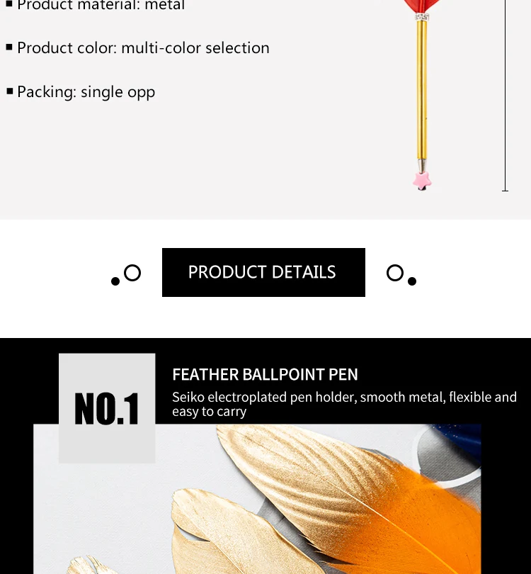 Hot Selling Novelty Feather Pen For School Office Writing Cheap Custom Promotional Pen For Gift