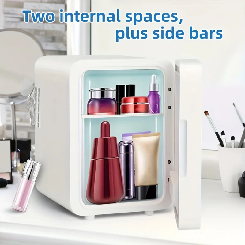 Portable 4L Mini Small Cosmetic Frigo Refrigerator Beauty Skin Care Makeup Mirror 12v Fridge Pink With Led Light for Bedroom