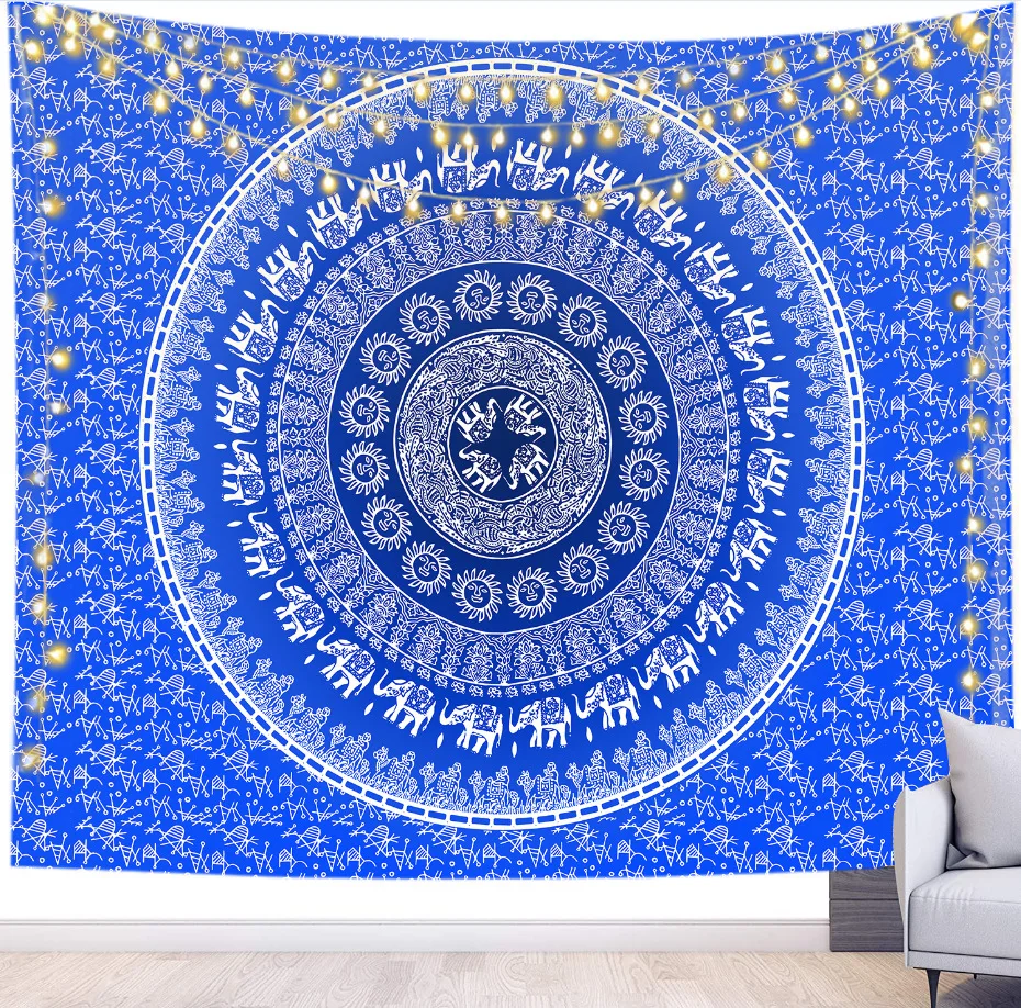 2021 New Design Custom Fabric Polyester India Hippie Decoration Indian Wall Hanging Mandala Tapestry for Living Room