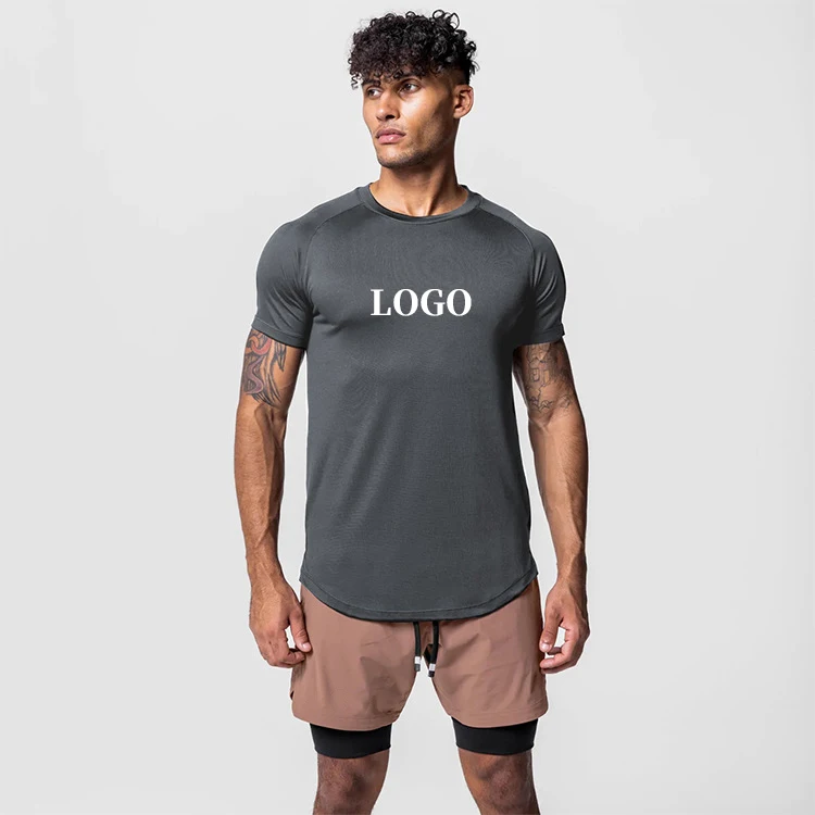 Custom Logo High Quality Gym Wear Polyester Mesh Muscle Slim Fit Tee