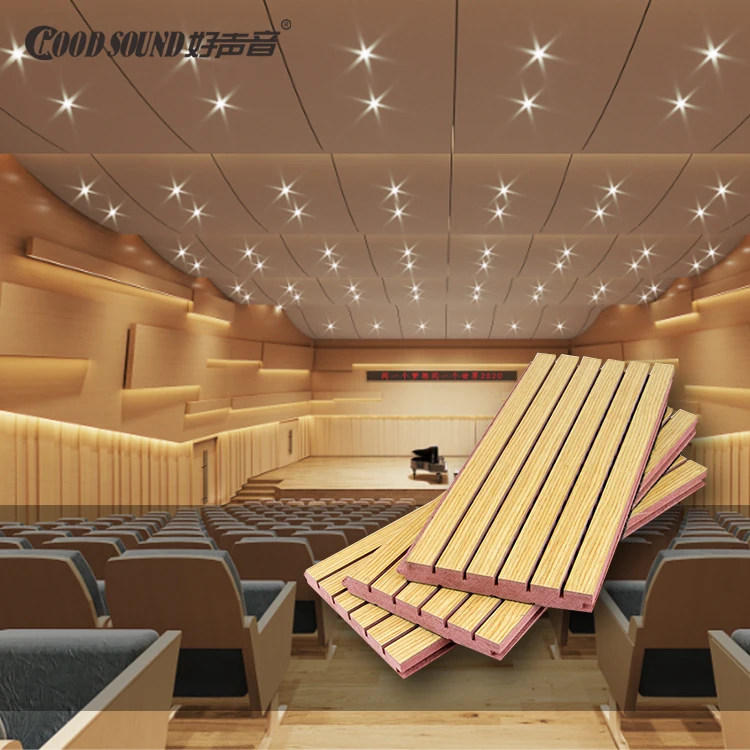 GoodSound Fireproof 3d Model Design Theater Hall Wall Sound Absorbing Mdf Ceiling Acoustic White Wood Panels/Sample Link