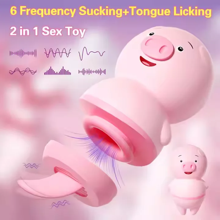 New Female Pink Pig Tongue Licking Clitoris Sucking Vibrators Piggy G Spot Vagina Massager Vacuum Stimulator Sex Toys for Women