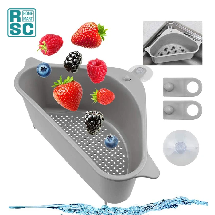 Sink Storage & Home Organization Solution Sink Caddy with Suction Cups Sea Blue Silicone Kitchen Sponge Holder 