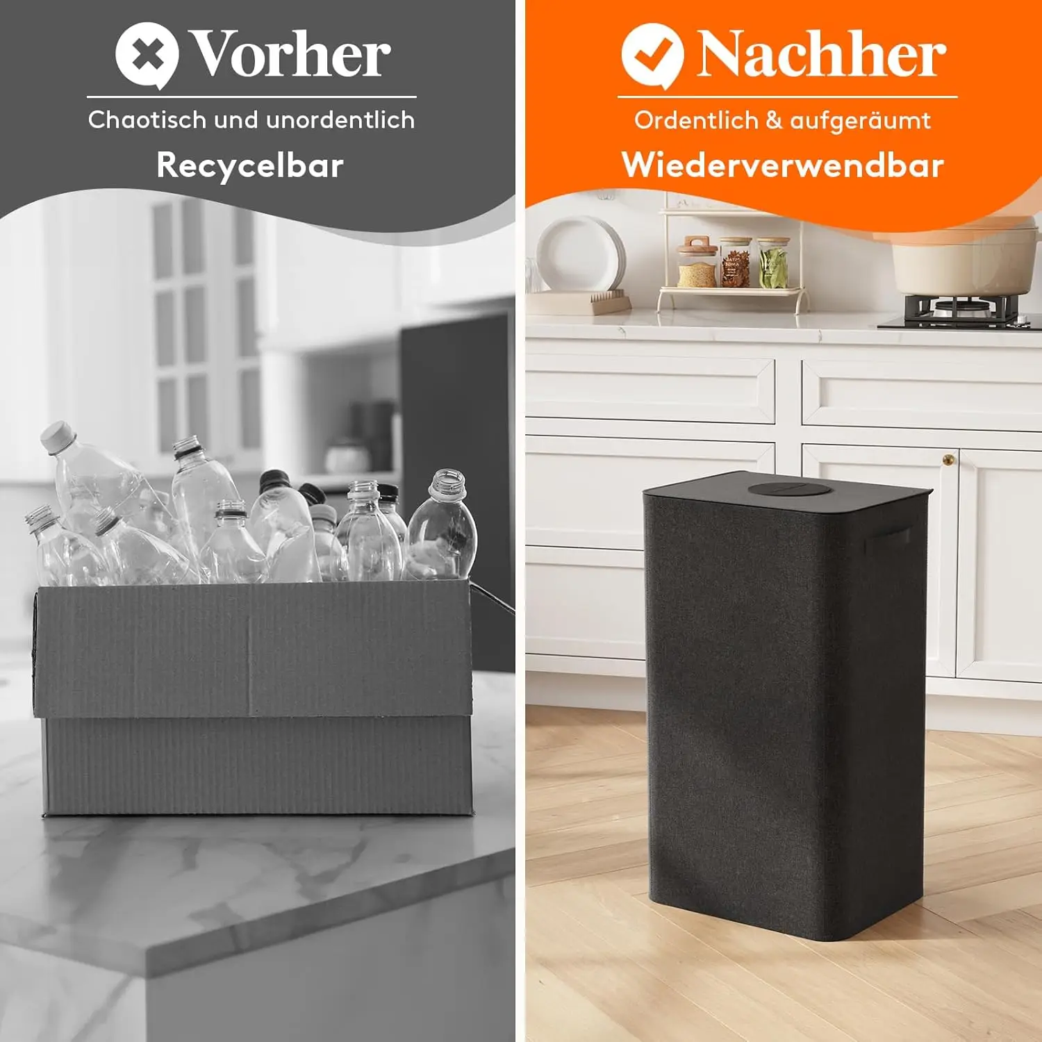 100L Large Deposit Bottles Collection Container with Hole Kitchen ...
