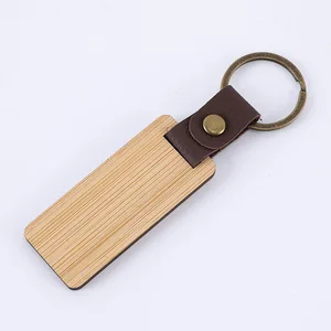 Hot-Selling Customizable Walnut Keychain Laser Wood Beech Pendant PU Leather Business Promotional Gifts for Amazon Cross-Border