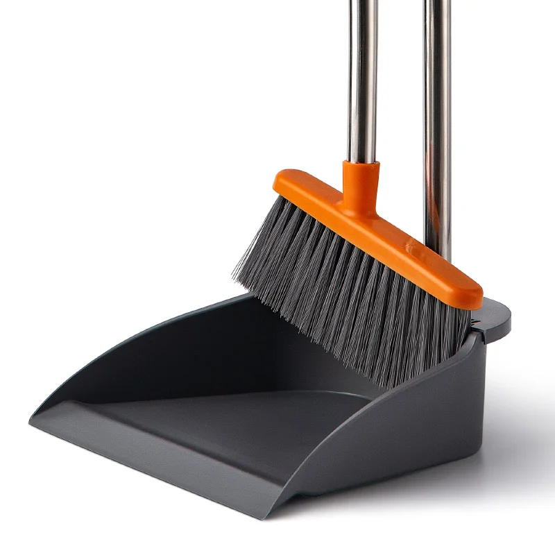 Boomjoy Long Handle Broom and Dustpan Set, Upright Dust Pan Combo