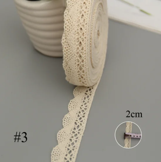 Cotton Lace Ribbon 2cm Wide, White Color