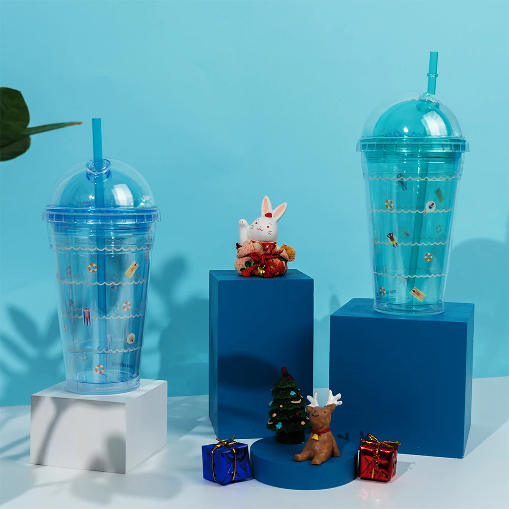 Новинка, питьевая бутылка с двойными стенками, многоразовая пластиковая чашка-стакан на заказ