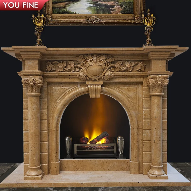 Indoor Classic Arched Marble Fireplace Surround