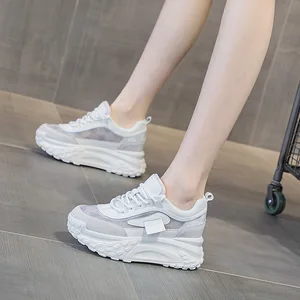 Thick Sole Height Increased by 6CM Mesh, Spring and Summer New Casual Shoes, French Round Toe Casual Sports Shoes