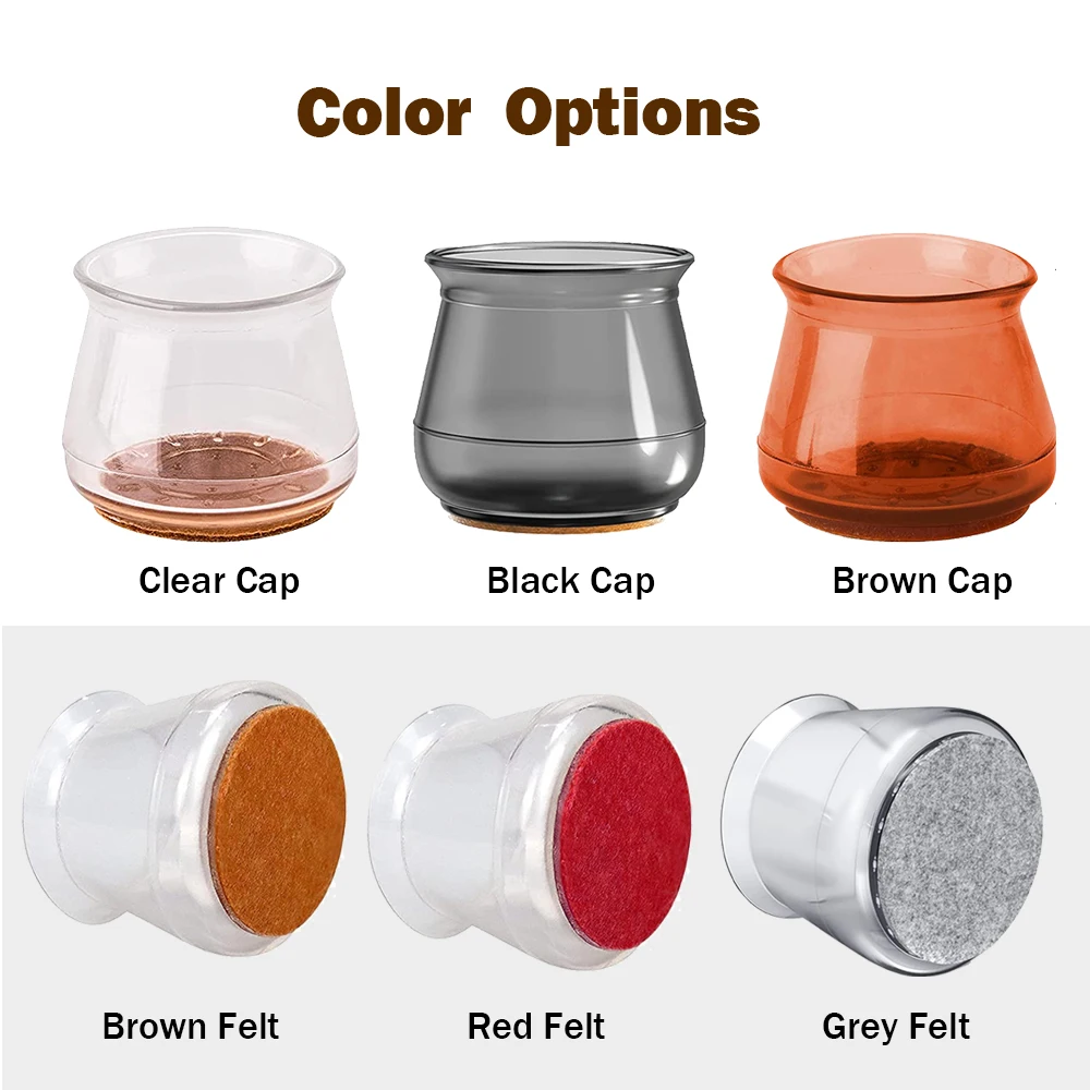 24 Pcs Chair Leg Floor Protectors High Transparency Chair Leg Covers