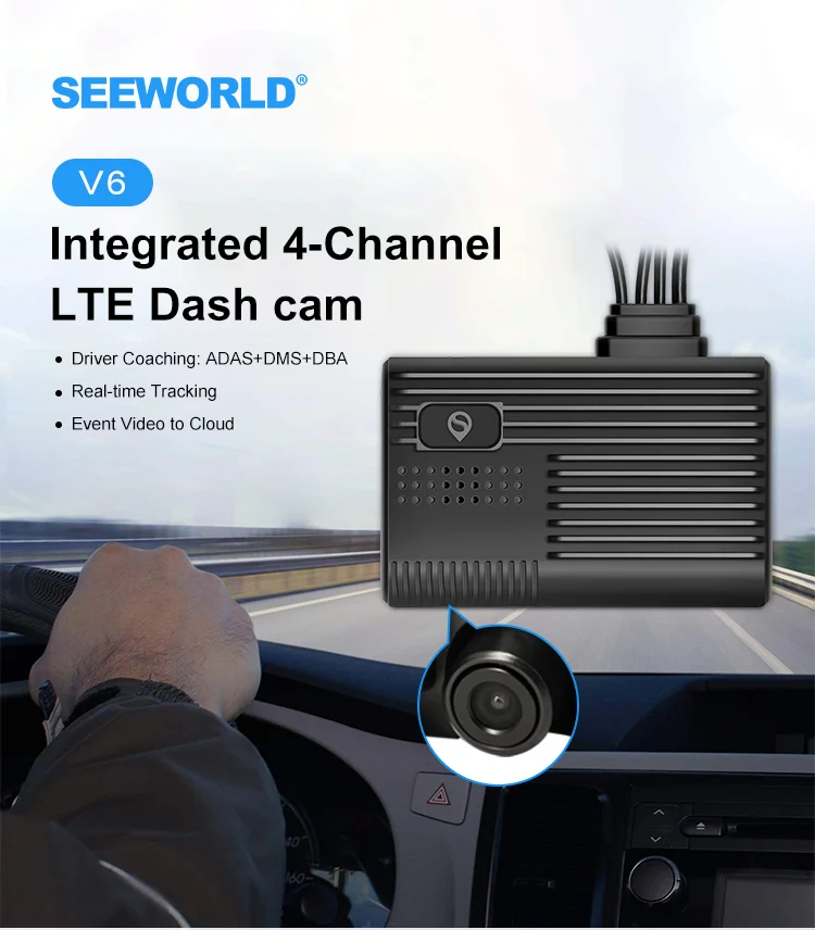 Seeworld V6 Night Vision 4 Channel Android Auto 4g Lte Dash Camera With