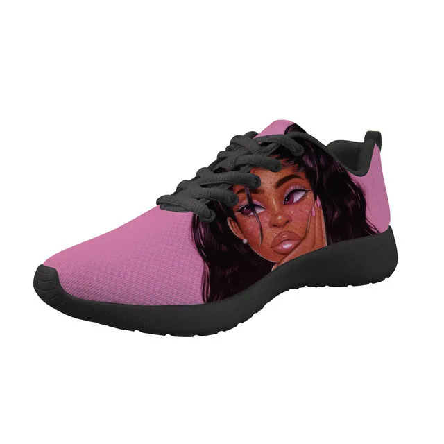 Fashion Sneakers Teenager Black Girls Magic African Flat Shoes Women Mesh Shoes Ladies Lightweight Autumn Flats