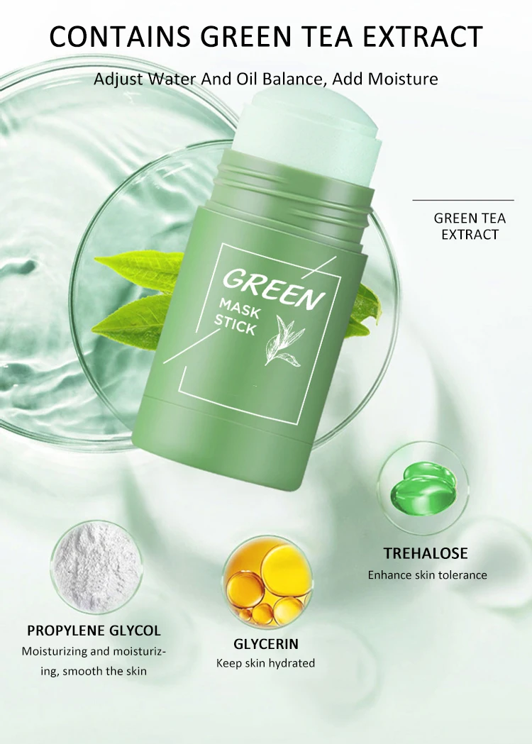 Face Blackhead Cream Eggplant Green Tea Cooling Deep Cleansing Clay Mask