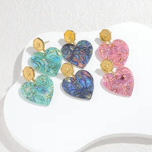 Light Luxury Heart Earrings 18K Gold Plated Stainless Steel Unique Design Ins Fashion Elegant Earrings for Women