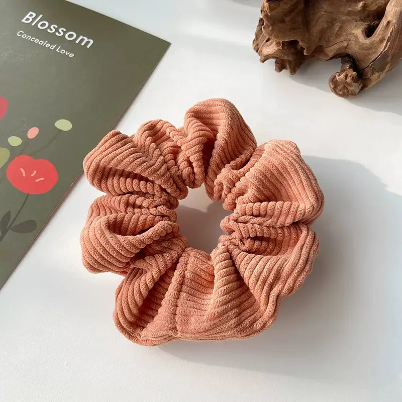 Winter Soft Simple Elastic Large Band Hair Ties Fabric Corduroy