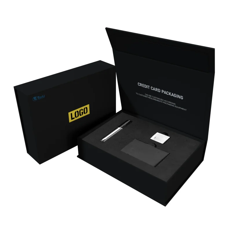 product luxury is09001 gift black bank card fold  box custom printing rigid cardboard box with insert-7