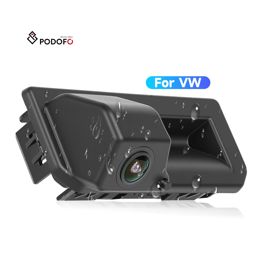 Podofo Rear View Camera Pull Handle Reverse Camera IP67 Waterproof Night Vision Parking Cameras for Volkswagen/Audi/Skoda A4745