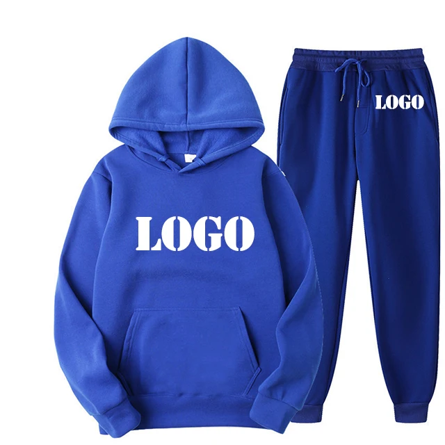 wholesale  men tracksuit custom sweatsuit streetwear jogger set blank fleece hoodies and Jogger two piece set clothing for man