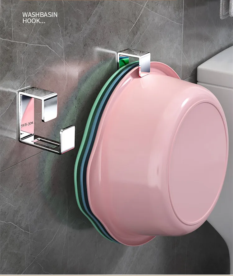 Perforationfree Wallmounted Stainless Steel Washbasin Hook Bathroom