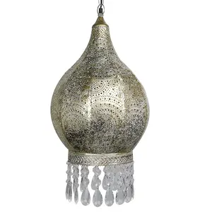 Indoor Handcrafted Brass Moroccan Beaded Lantern Pendant Lights for Home Iron Moroccan Lighting Fixture