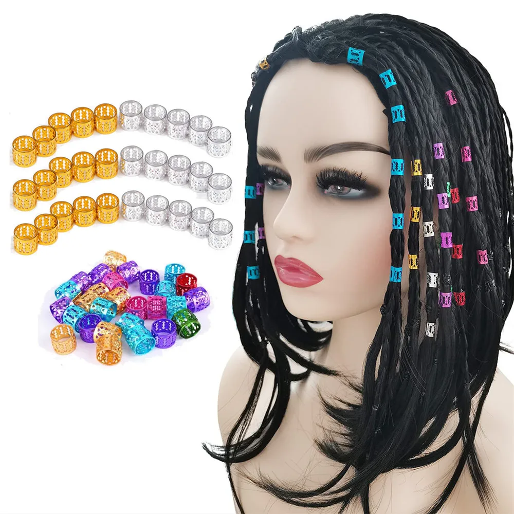 Stock 100pcs Multicolor Aluminum Gold Hair Cuff Dreadlocks