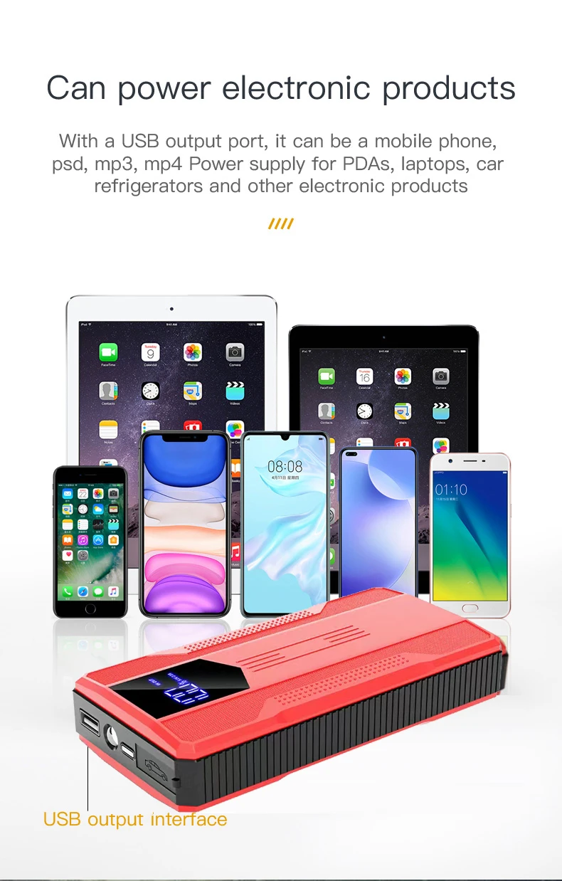 BR 2025 High Power Portable JumpStarter Emergency Multi-Function 12V Car Battery Charger for Gasoline Vehicles As Emergency Tool