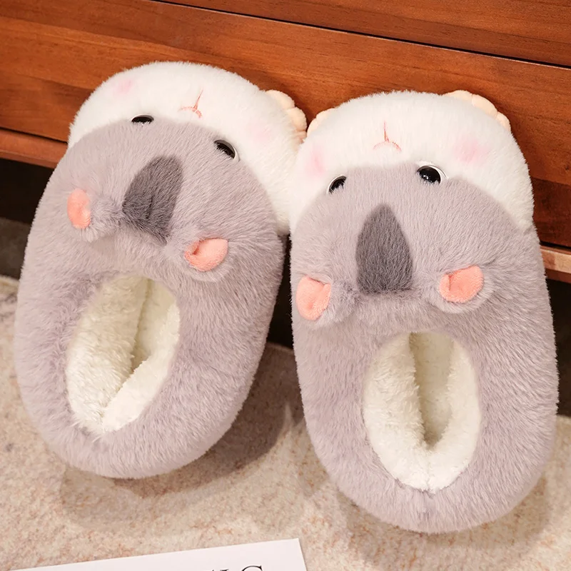 Pantofole Scaldacuore Morbide A Forma Di Criceto, Per Donne, Con Suola In EVA, Antiscivolo, Calde E Soffici Per L'inverno, Taglia Unica 35-42 - 2