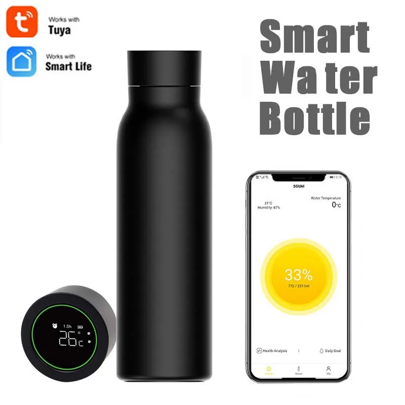 LEDEAST M1 Tuya Smart Water Bottle Drink Reminder Temperature Waterproof Double Wall Stainless Steel Bottle with App