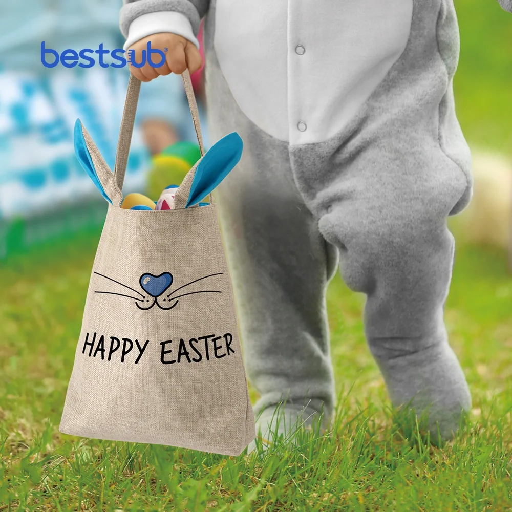 Blue Easter Bunny Children's Easter Egg Hunt Tote Bag. 